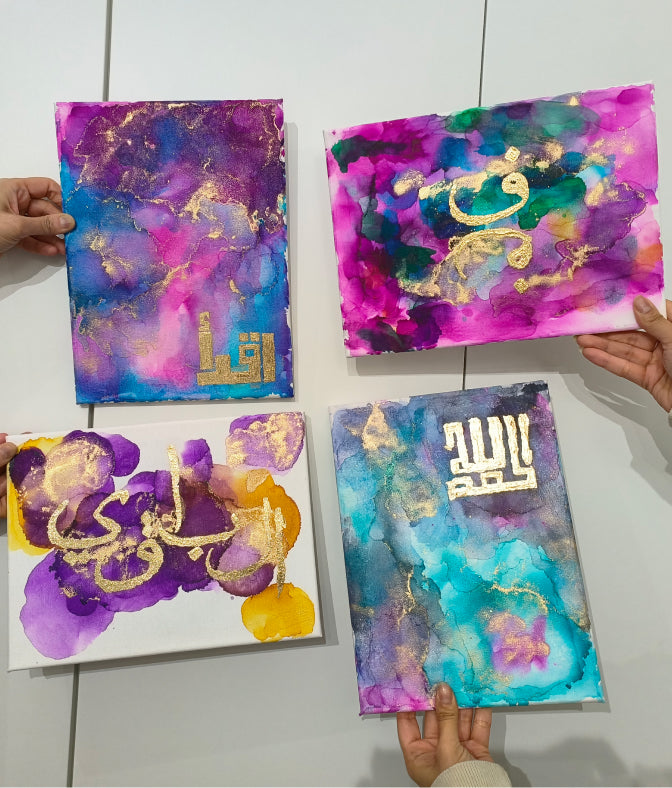 Ink and Gold Leaf Calligraphy